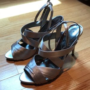 Guess Silver Ankle Strap Heels